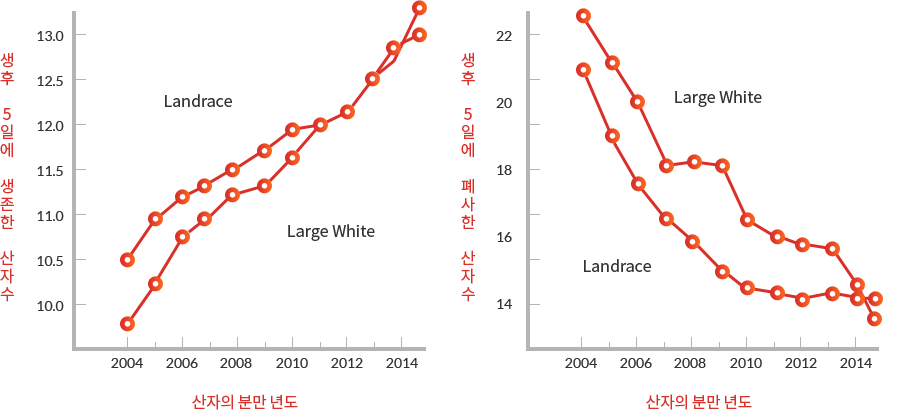 2006 년부터 2015년까지 모돈 군내 평균 생산 수준 그래프